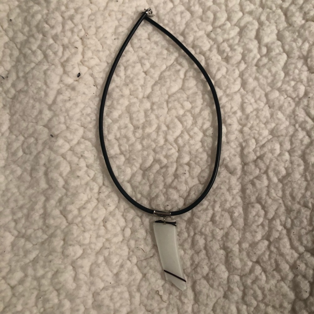Striped beach glass necklace